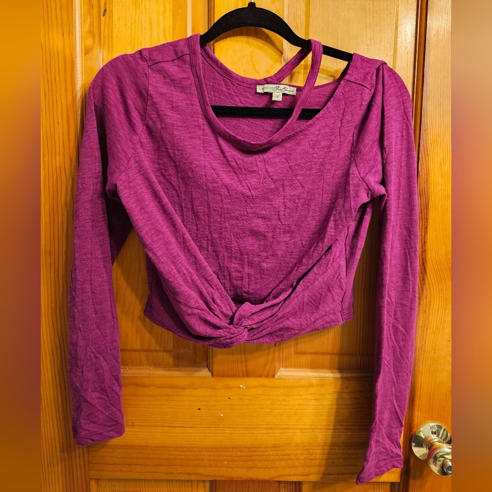 Express Magenta Long Sleeve Crop Top